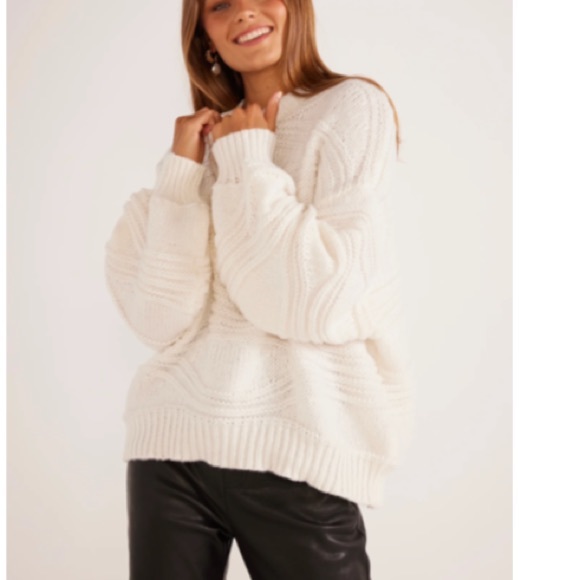 MINKPINK Sweaters - MINKPINK cream Boho sweater
